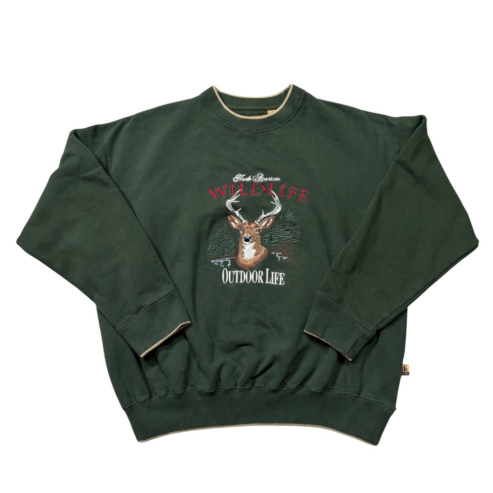 Vintage Outdoor Life Field Tested Wildlife Deer Embroidered Sweatshirt – Size L